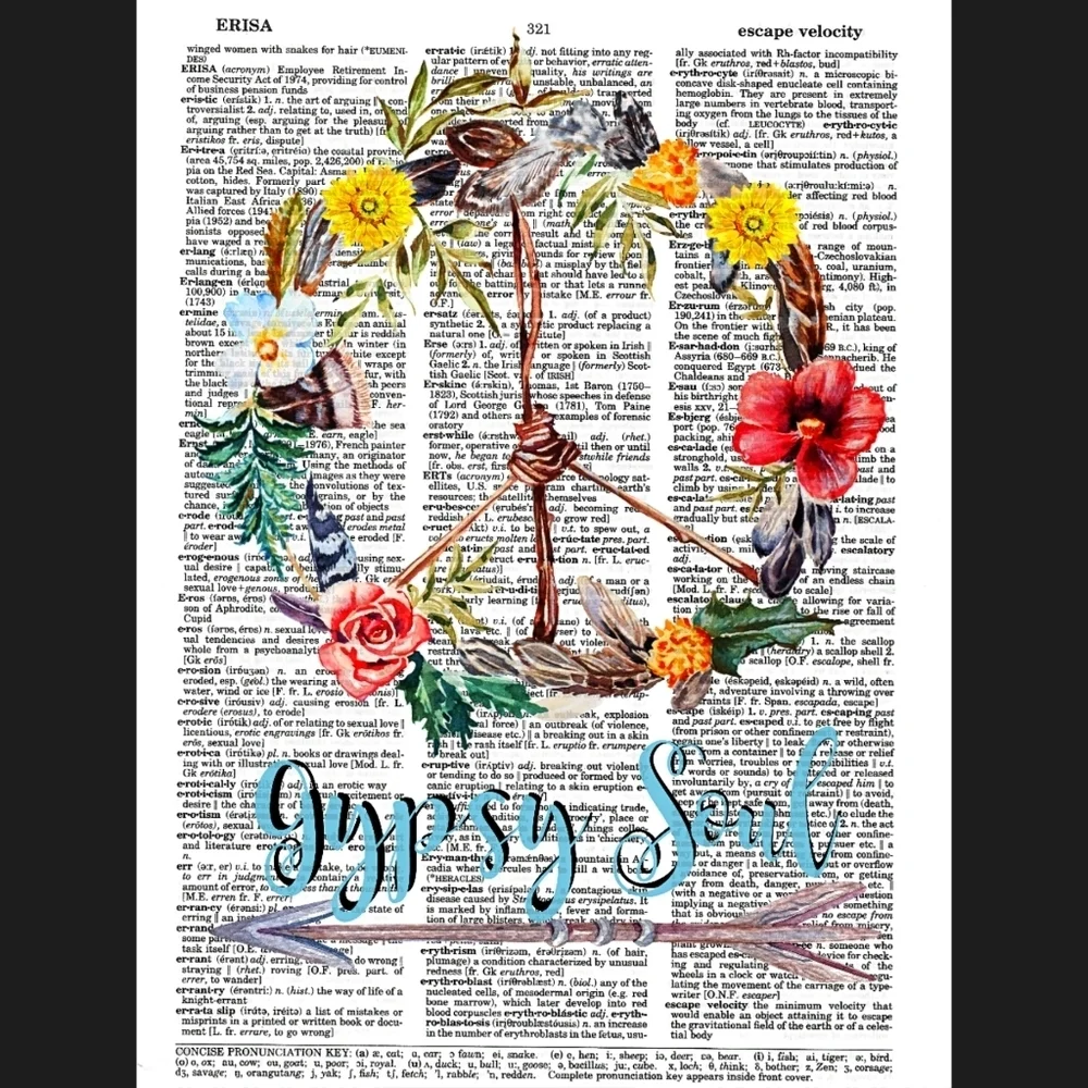 Gypsy Soul Peace Vintage Dictionary Book Page Art Print